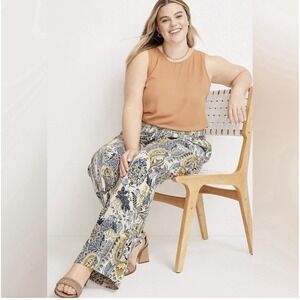 Maurices Paisley High Rise Wide Leg Pant Size 2X NWT Boho Beach Resort Vacation